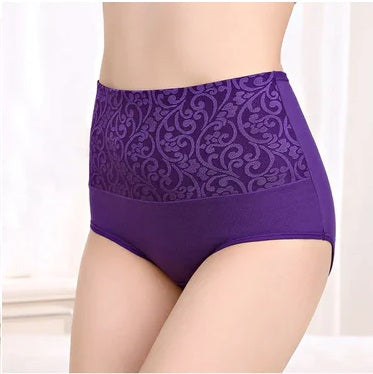 Culotte Taille Haute en Dentelle Florale Ajourée - Confort Respirant - Grandes Tailles