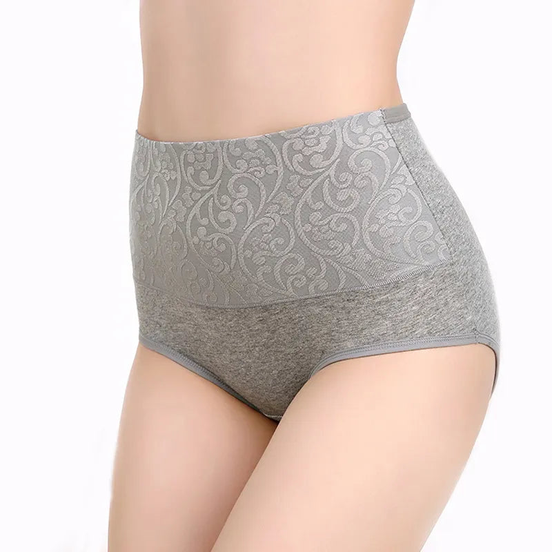 Culotte Taille Haute en Dentelle Florale Ajourée - Confort Respirant - Grandes Tailles