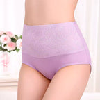 Culotte Taille Haute en Dentelle Florale Ajourée - Confort Respirant - Grandes Tailles