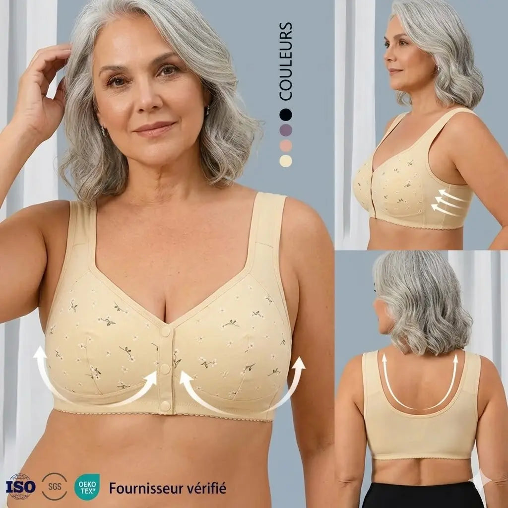 Soutien-gorge sans armature dos en U bande élastique large noir — vue de dos