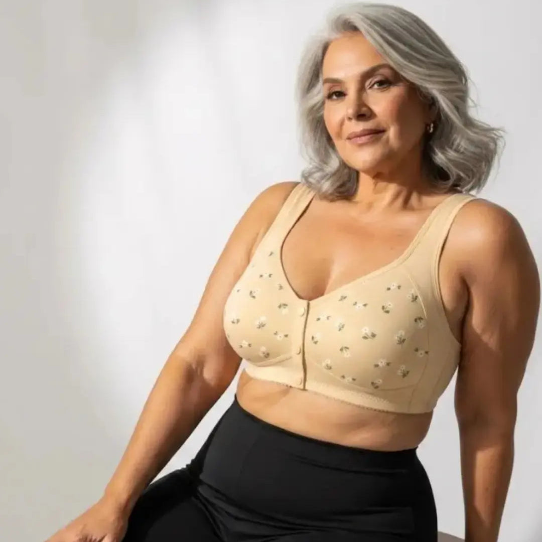 Soutien-gorge sans armature fermeture frontale nylon spandex noir — vue de face