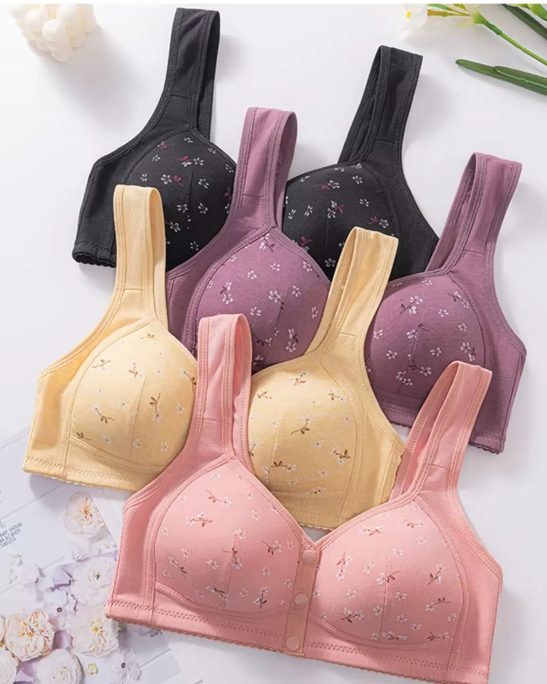 Soutien-gorge fermeture frontale bande élastique taille moyenne noir — détail finition taille